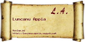 Luncanu Appia névjegykártya
